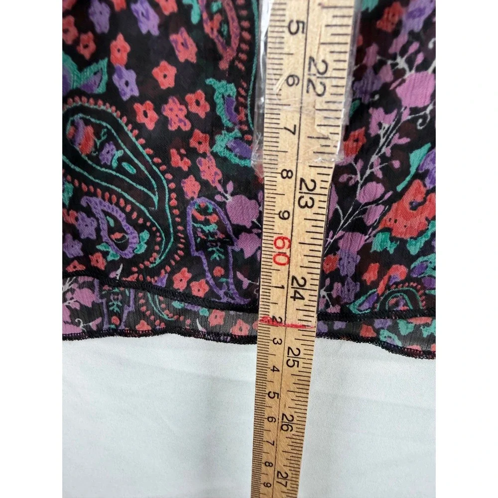 Mason &‎ Mackenzie Womens XL Mixed Print Paisley Floral Blouse Purple V-Neck Top